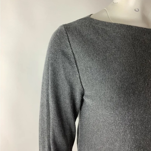 Eileen Fisher Sz S Metallic Thread Tunic Sweater Gray Tencel Organic Cotton - Picture 2 of 6